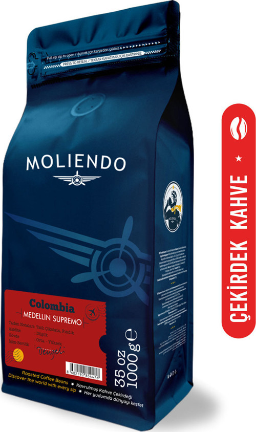 Colombia Medellin Supremo Yöresel Kahve (Çekirdek Kahve) 1000 g
