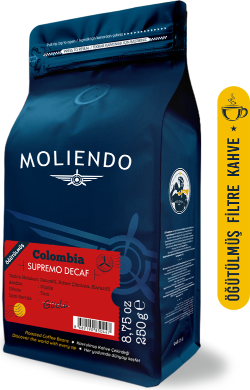 Colombia Supremo Decaf (KAFEİNSİZ) Yöresel Kahve (Öğütülmüş Filtre Kahve) 250 g