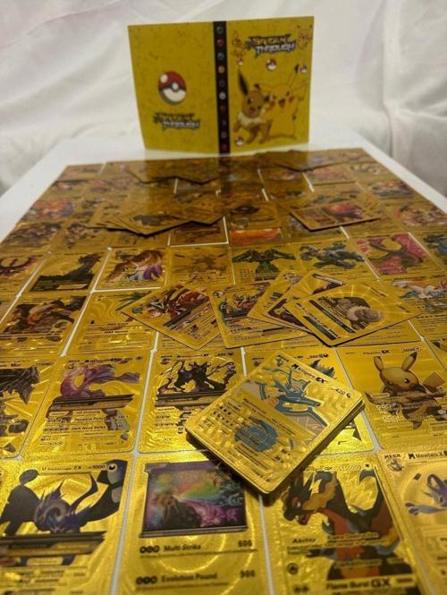 Pokemon Gold Özel Seri Yüksek HP Parlak Ve Esnek Oyun Kartı Albüm  İle Birlikte 110 Adet Kart