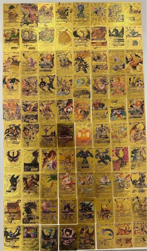 Pokemon Gold Özel, Esnek Yeni Seri Parlak Oyun Kartı 110 Adet Altın Kart