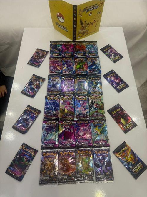 Pokemon Oyun Kart Seti 8 Seri Bir Arada 32 Paket Oyun Kartı ve Pokemon  Albüm