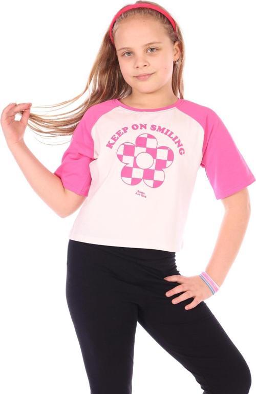 Toontoy Kız Çocuk Keep On Smiling Yazılı Papatya Baskılı Tişört