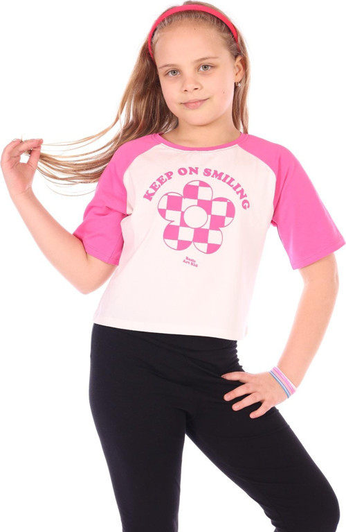 Toontoy Kız Çocuk Keep On Smiling Yazılı Papatya Baskılı Tişört