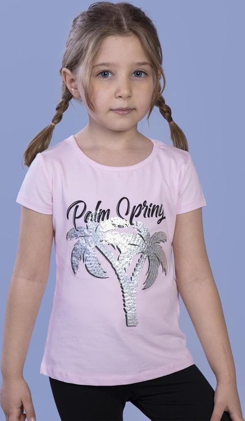 Toontoy Kız Çocuk Pullu Palmiye Nakışlı Tişört