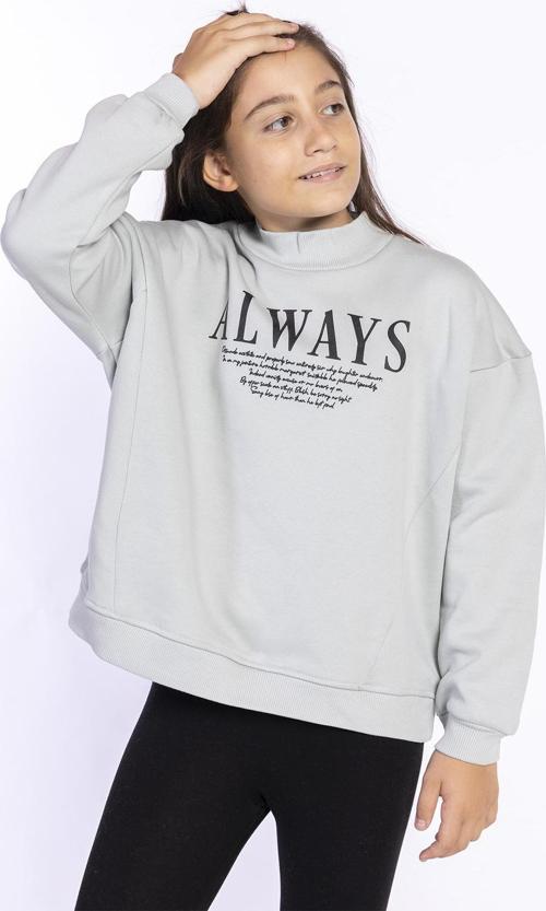 Toontoy Kız Çocuk Baskılı Balıkçı Yaka Sweatshirt