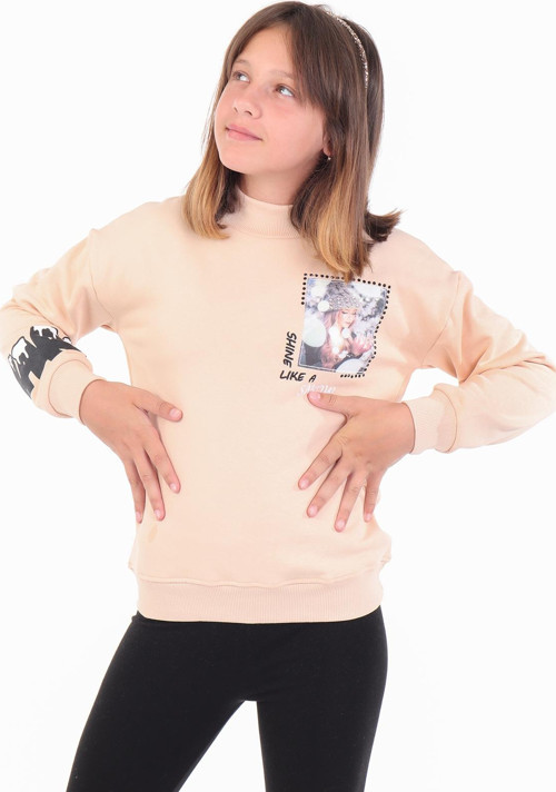 Toontoy Kız Çocuk Baskılı Nakışlı Sweatshirt