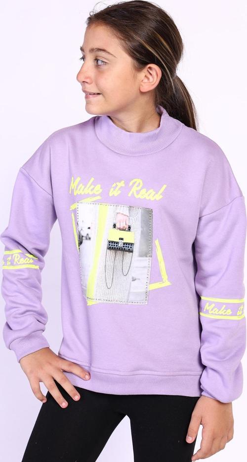 Toontoy Kız Çocuk Baskılı Taş İşlemeli Balıkçı Yaka Sweatshirt