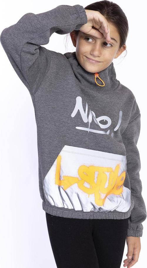 Toontoy Kız Çocuk Bol Yaka Reklektörlü Kanguru Cepli Sweatshirt