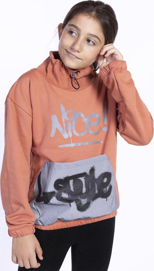 Toontoy Kız Çocuk Bol Yaka Reklektörlü Kanguru Cepli Sweatshirt