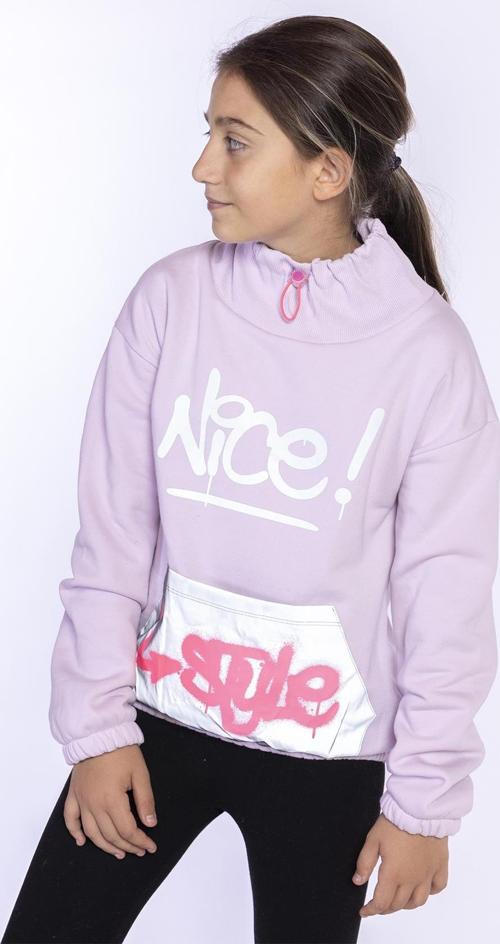 Toontoy Kız Çocuk Bol Yaka Reklektörlü Kanguru Cepli Sweatshirt