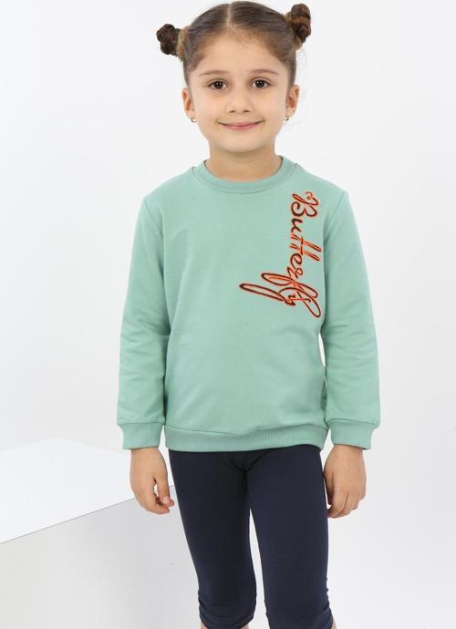 Toontoy Kız Çocuk Butterfly Nakışlı Sweatshirt