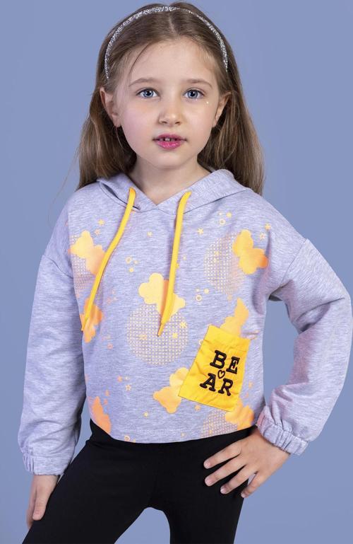 Toontoy Kız Çocuk Cep Detaylı Baskılı Sweatshirt