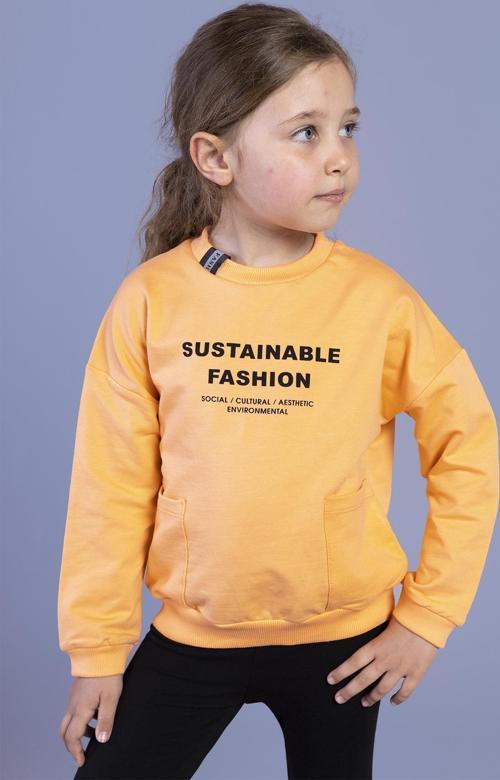 Toontoy Kız Çocuk Cep Detaylı Baskılı Sweatshirt