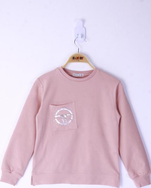 Toontoy Kız Çocuk Cebi Arma Baskılı Sweatshirt