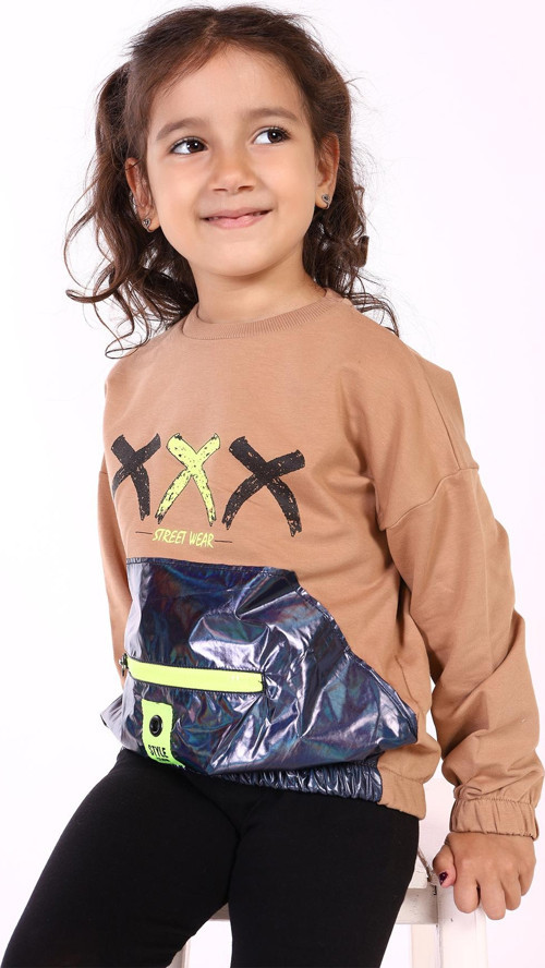 Toontoy Kız Çocuk Cep Detaylı Baskılı Sweatshirt