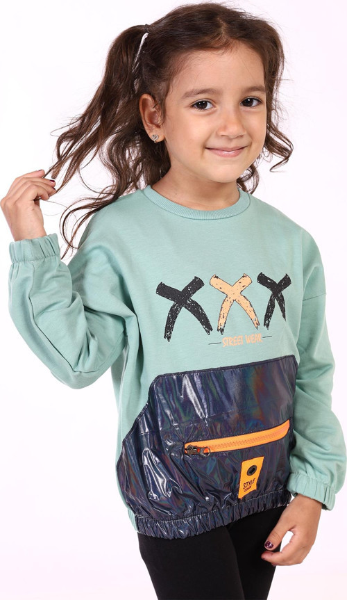 Toontoy Kız Çocuk Cep Detaylı Baskılı Sweatshirt
