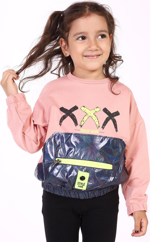 Toontoy Kız Çocuk Cep Detaylı Baskılı Sweatshirt