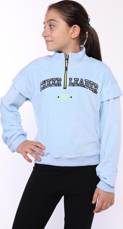 Toontoy Kız Çocuk Fermuar Detaylı Nakışlı Kadife Sweatshirt