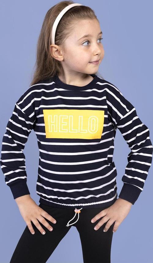 Toontoy Kız Çocuk Çizgi Desenli Baskılı Sweatshirt