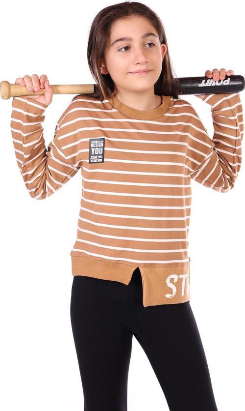 Toontoy Kız Çocuk Çizgili Striped Baskılı Sweatshirt