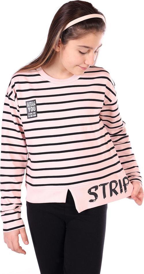 Toontoy Kız Çocuk Çizgili Striped Baskılı Sweatshirt