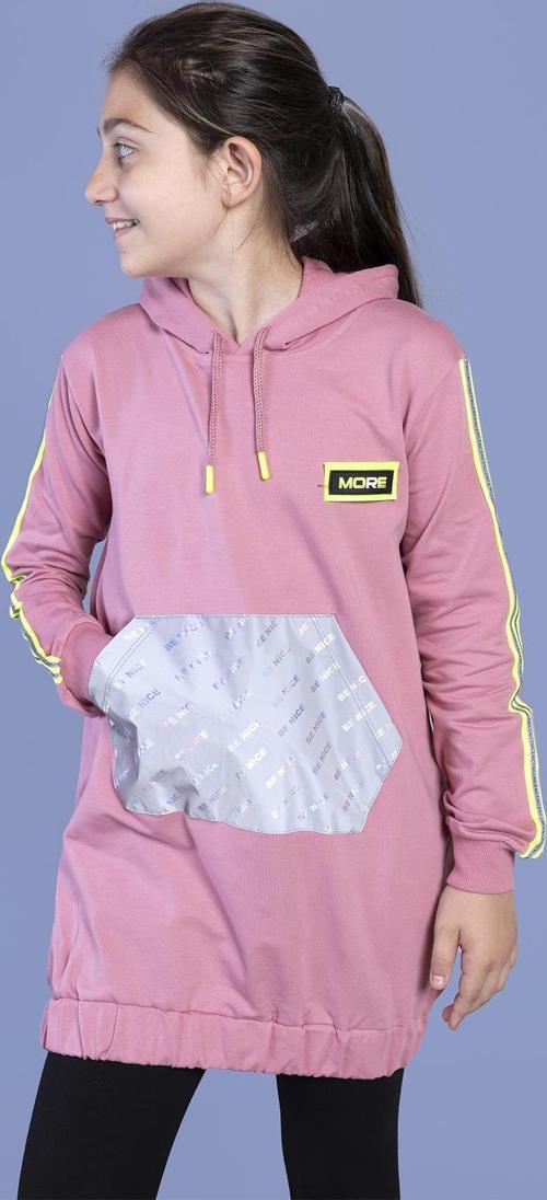 Toontoy Kız Çocuk Kanguru Cepli Reflektör Detaylı Sweatshirt
