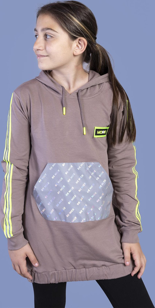 Toontoy Kız Çocuk Kanguru Cepli Reflektör Detaylı Sweatshirt