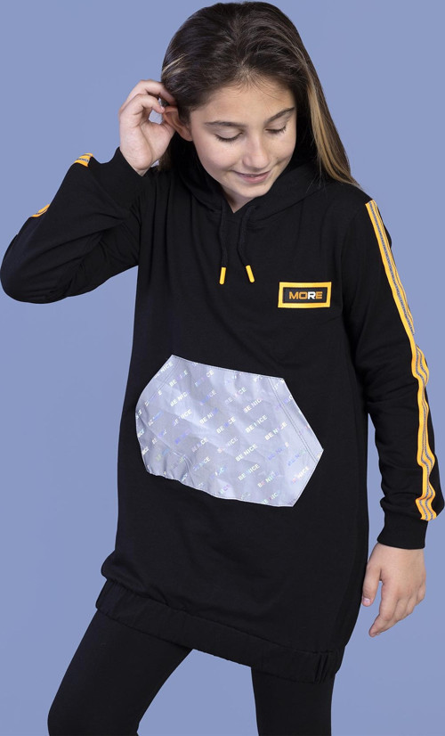 Toontoy Kız Çocuk Kanguru Cepli Reflektör Detaylı Sweatshirt