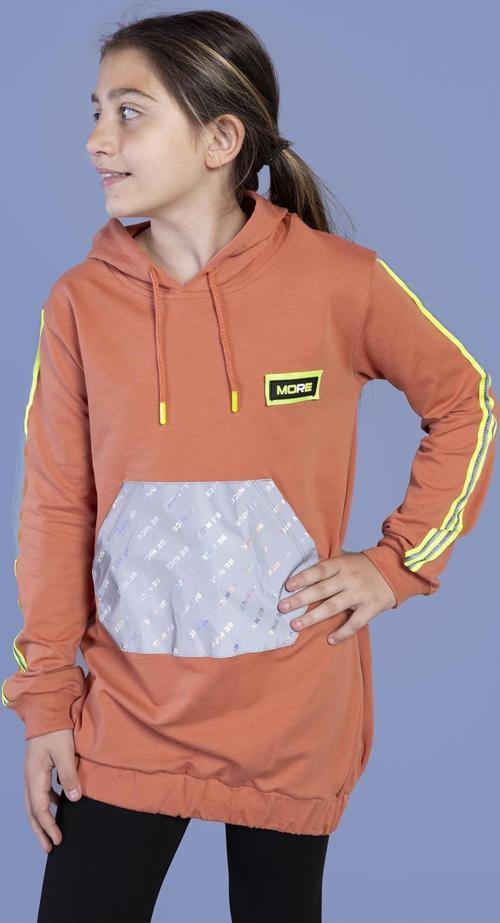 Toontoy Kız Çocuk Kanguru Cepli Reflektör Detaylı Sweatshirt