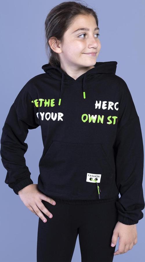 Toontoy Kız Çocuk Kapüşolu Kanguru Cepli Baskılı Sweatshirt