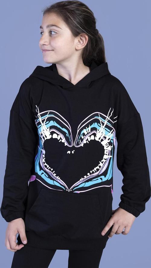 Toontoy Kız Çocuk Kapüşonlu Kanguru Cepli Baskılı Sweatshirt