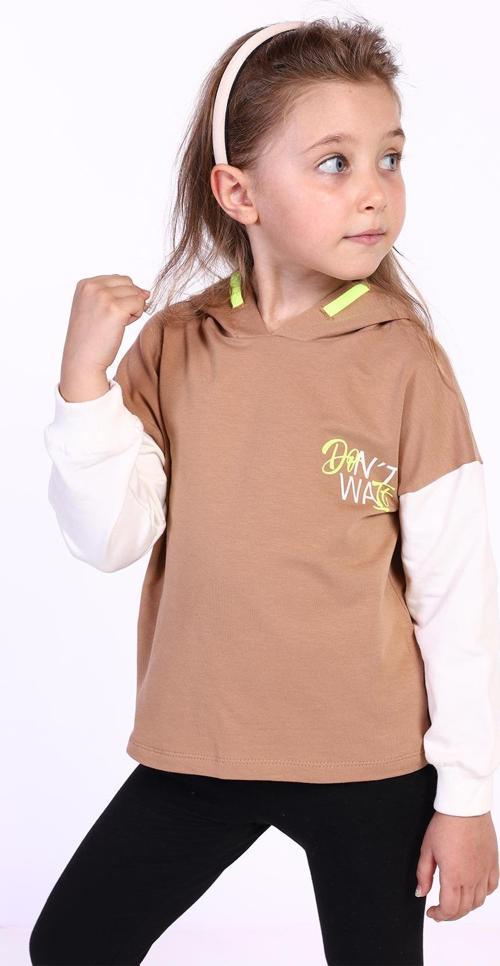 Toontoy Kız Çocuk Kapüşonlu Blok Renkli Sweatshirt