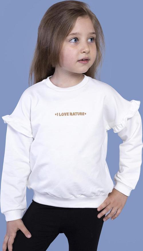 Toontoy Kız Çocuk Kolları Fırfır Detaylı Nakışlı Sweatshirt