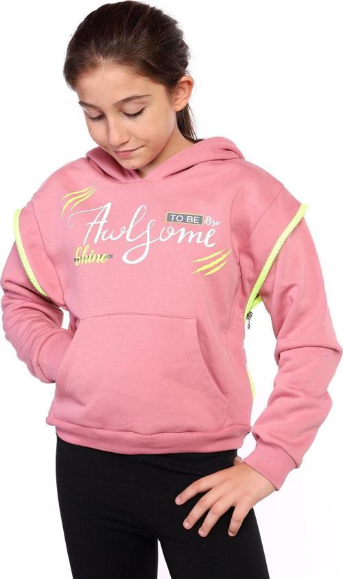Toontoy Kız Çocuk Kapüşonlu Fermuar Detaylı Baskılı Sweatshirt