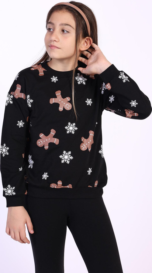 Toontoy Kız Çocuk Kar Taneli Kurabiye Baskılı Sweatshirt