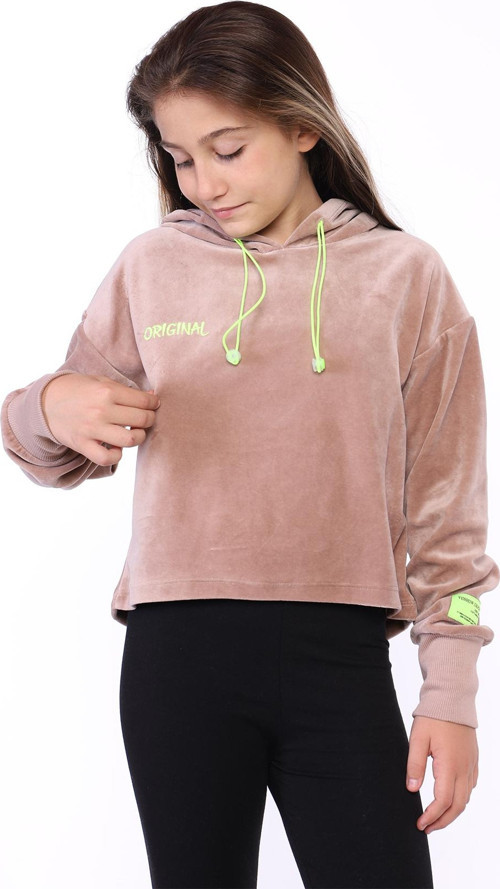 Toontoy Kız Çocuk Kapüşonlu Kadife Sweatshirt