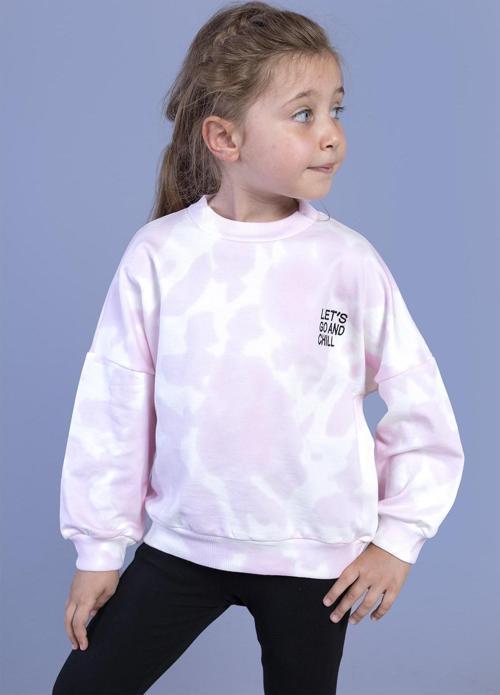 Toontoy Kız Çocuk Nakışlı Batik Desenli Sweatshirt