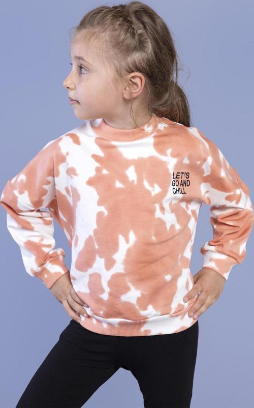 Toontoy Kız Çocuk Nakışlı Batik Desenli Sweatshirt