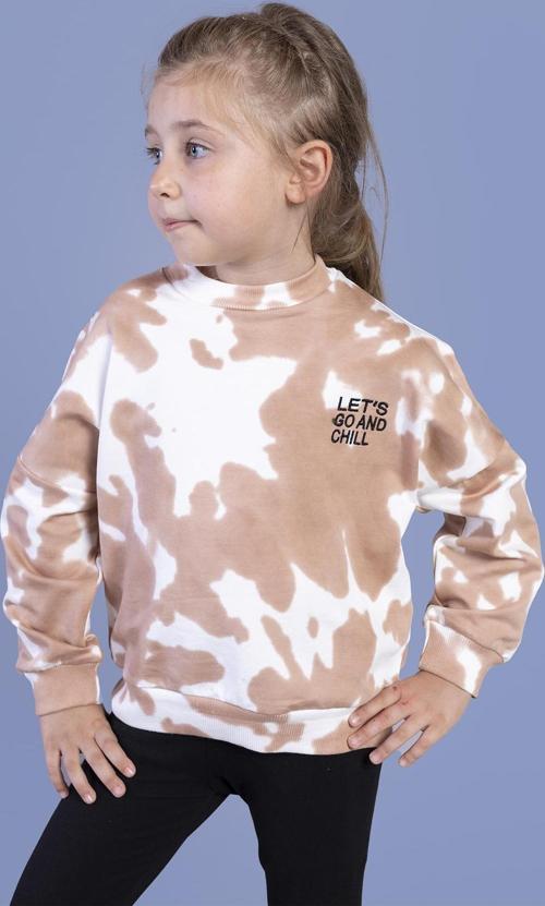 Toontoy Kız Çocuk Nakışlı Batik Desenli Sweatshirt