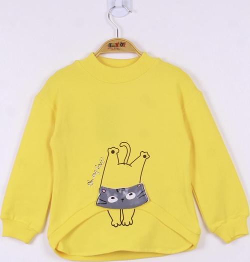 Toontoy Kız Çocuk Kedi Baskılı Sweatshirt