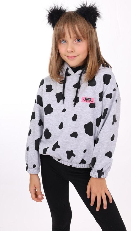 Toontoy Kız Çocuk Komple İnek Baskılı Sweatshirt