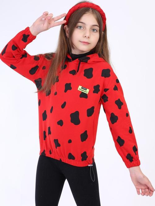 Toontoy Kız Çocuk Komple İnek Baskılı Sweatshirt