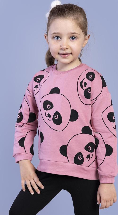 Toontoy Kız Çocuk Panda Baskılı Sweatshirt