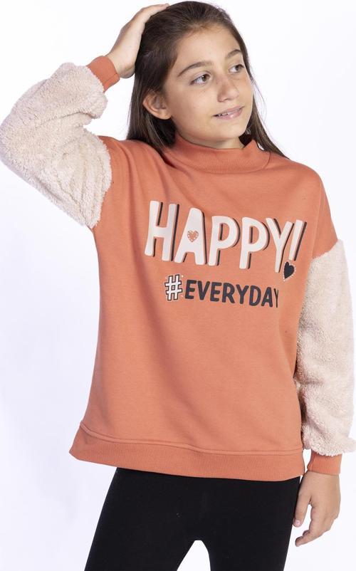 Toontoy Kız Çocuk Peluş Detaylı Baskılı Sweatshirt