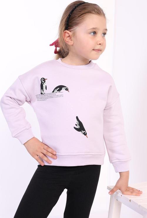 Toontoy Kız Çocuk Penguen Baskılı Sweatshirt