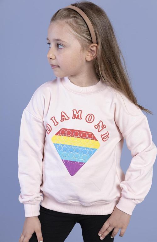 Toontoy Kız Çocuk Popıt Baskılı İçi Pamuklu Sweatshirt