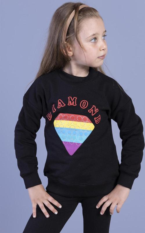 Toontoy Kız Çocuk Popıt Baskılı İçi Pamuklu Sweatshirt