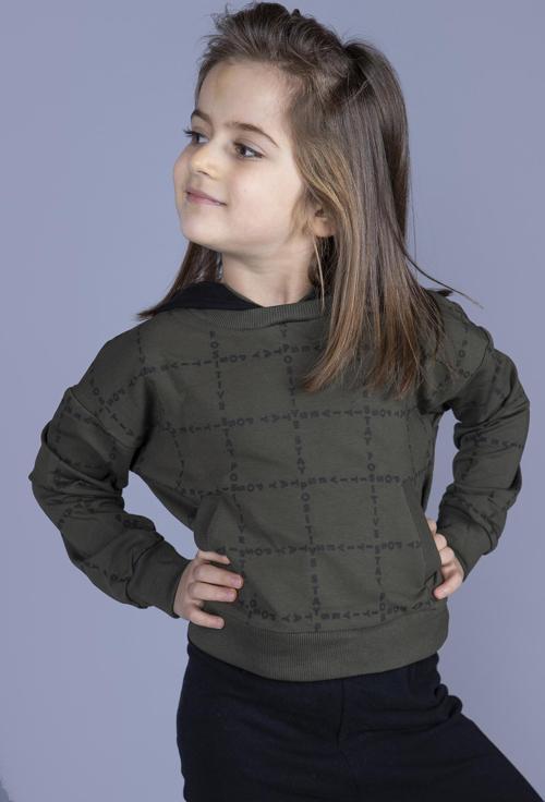 Toontoy Kız Çocuk Positive Baskılı Crop Sweatshirt
