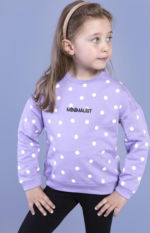 Toontoy Kız Çocuk Puantiye Desenli Sweatshirt