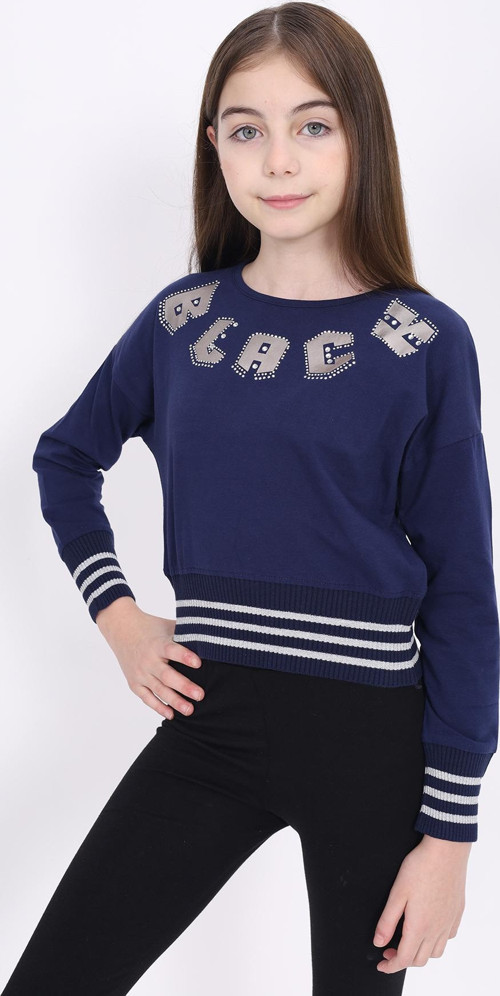 Toontoy Kız Çocuk Sweatshirt Black Varak Baskılı
